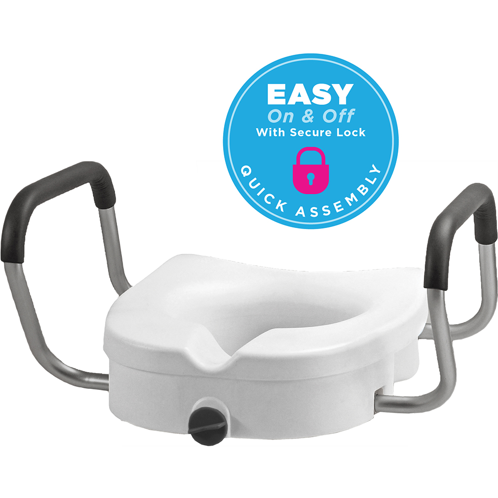 Raised Toilet Seat With Detachable Arms 5" Locking Nova Medical
